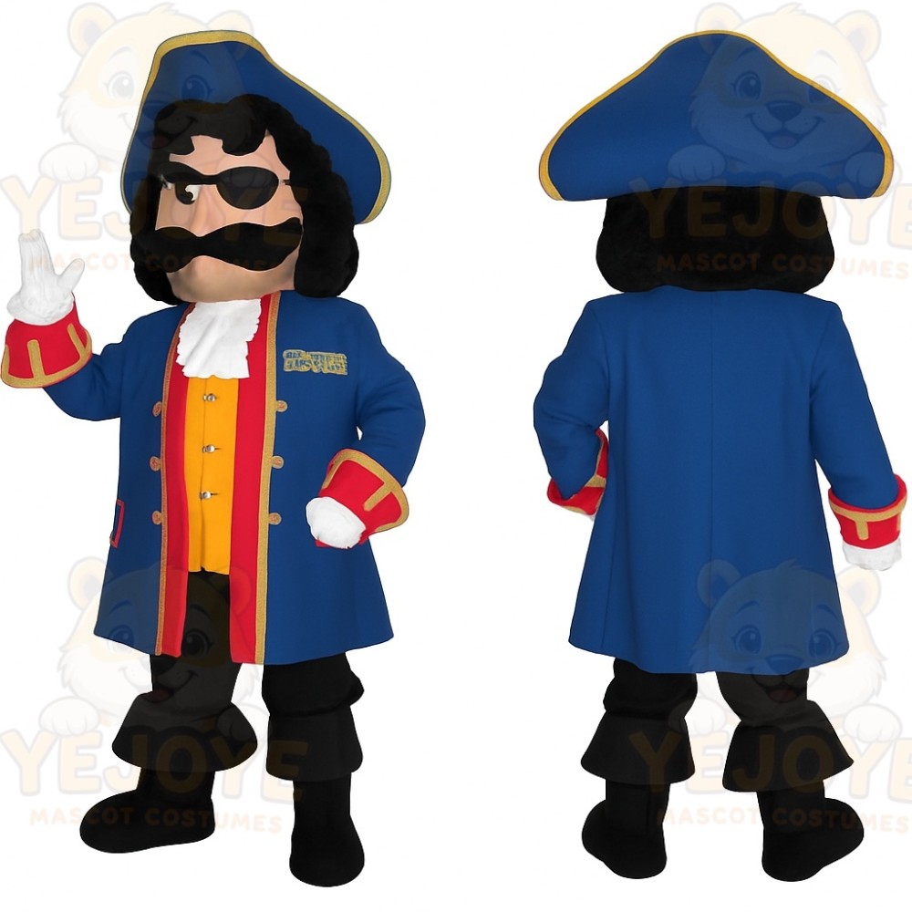 Blue Red Gold Eyepatch Pirate Mascot Costume