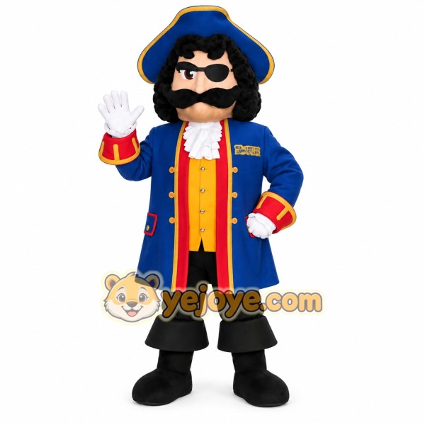 Blue Red Gold Eyepatch Pirate Mascot Costume
