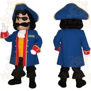 Blue Red Gold Eyepatch Pirate Mascot Costume