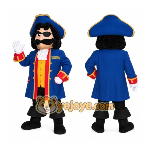 Blue Red Gold Eyepatch Pirate Mascot Costume