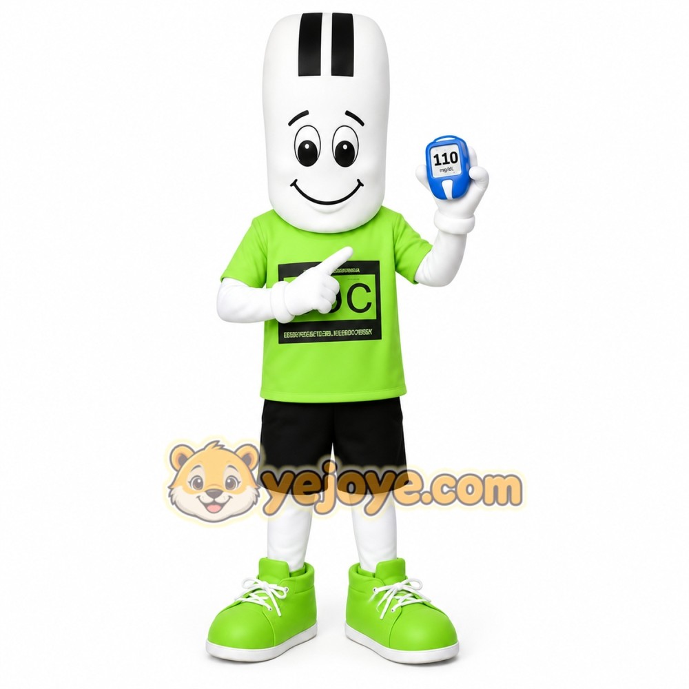 White Green Glucose Test Strip Mascot Costume White Green Glucose Test Strip Mascot Costume