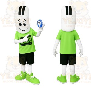 White Green Glucose Test Strip Mascot Costume