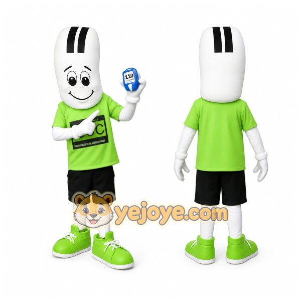 White Green Glucose Test Strip Mascot Costume
