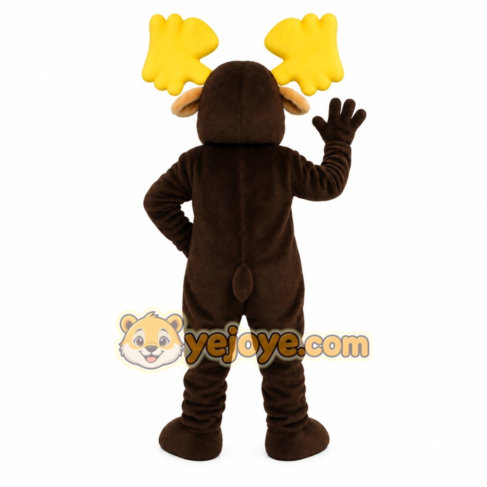 Dark Brown Tan Yellow Moose Mascot Costume