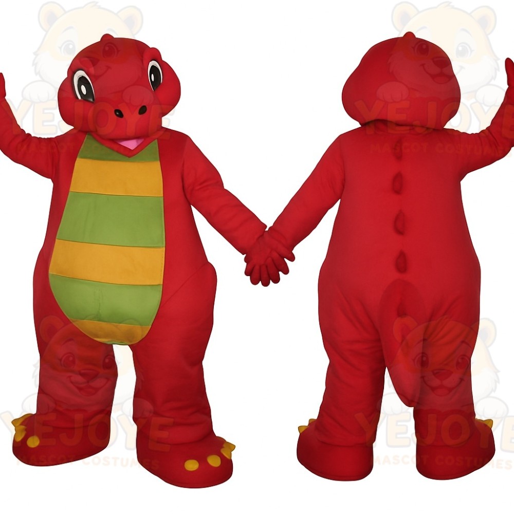 Red Green Yellow Dinosaur Mascot Costume