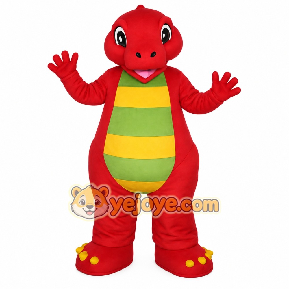 Red Green Yellow Dinosaur Mascot Costume