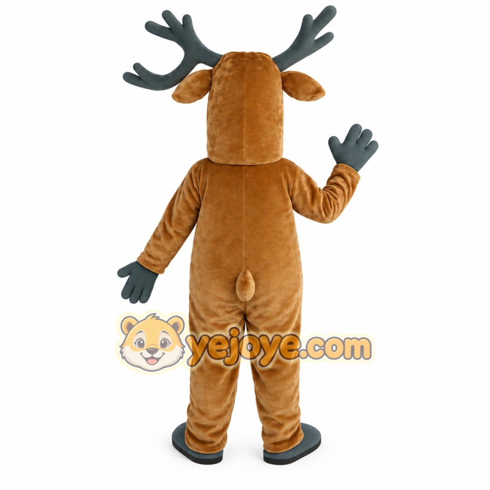 Brown Gray Antlered Moose Mascot Costume