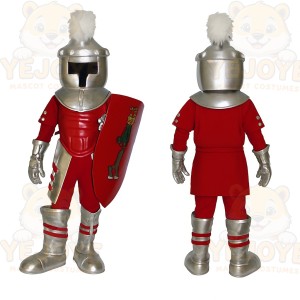 Red Silver Armored Knight Mascot Costume
