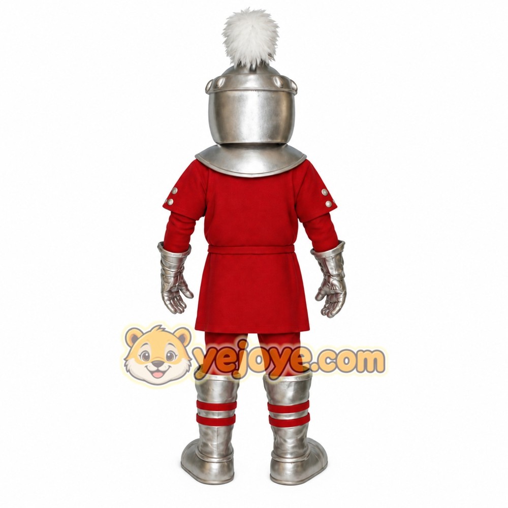 Red Silver Armored Knight Mascot Costume