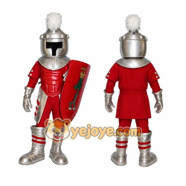 Red Silver Armored Knight Mascot Costume