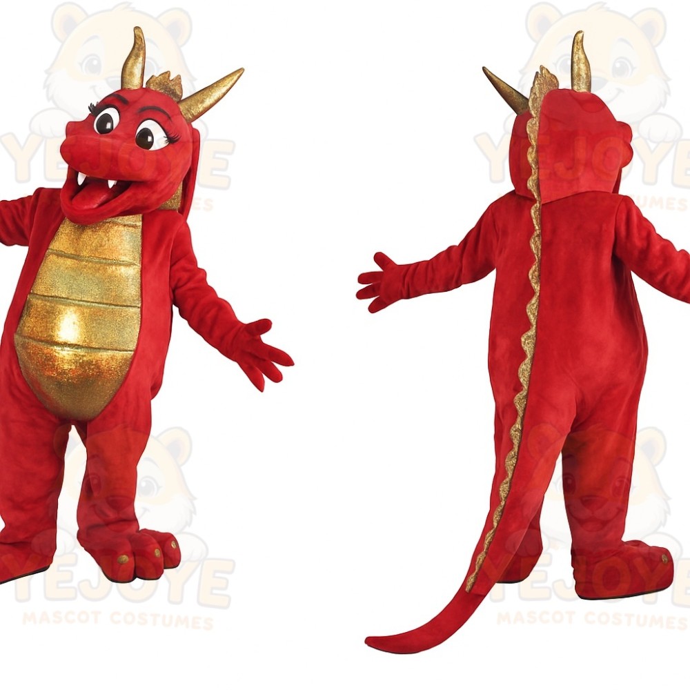 Red And Gold Dragon Mascot Costume