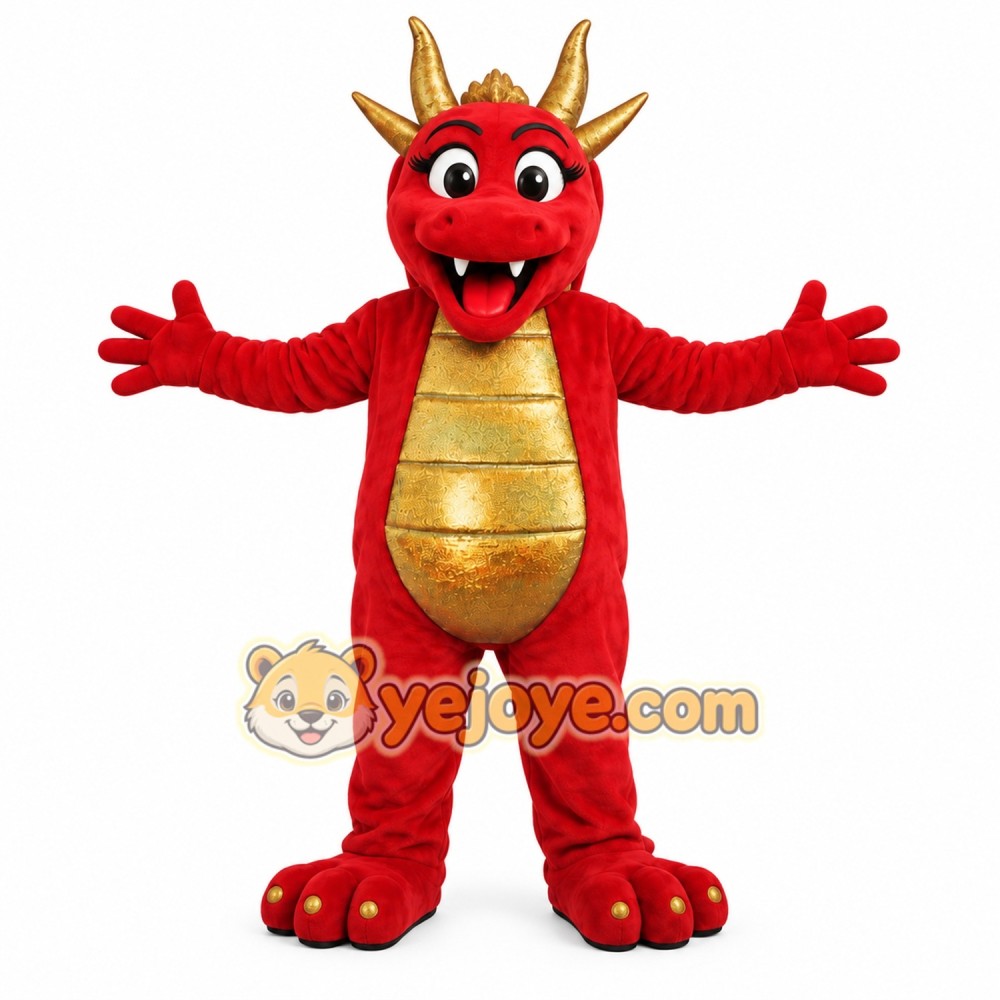 Red And Gold Dragon Mascot Costume