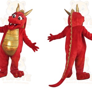 Red And Gold Dragon Mascot Costume
