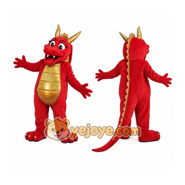 Red And Gold Dragon Mascot Costume
