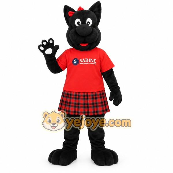 Black Red Plaid Cat Mascot Costume