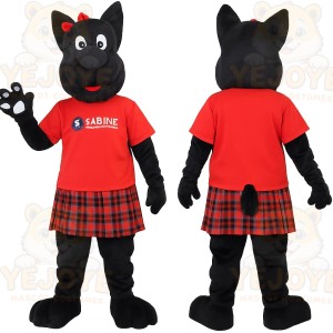 Black Red Plaid Cat Mascot Costume