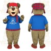 Brown Blue Red Plaid Bear Mascot Costume