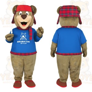 Brown Blue Red Plaid Bear Mascot Costume