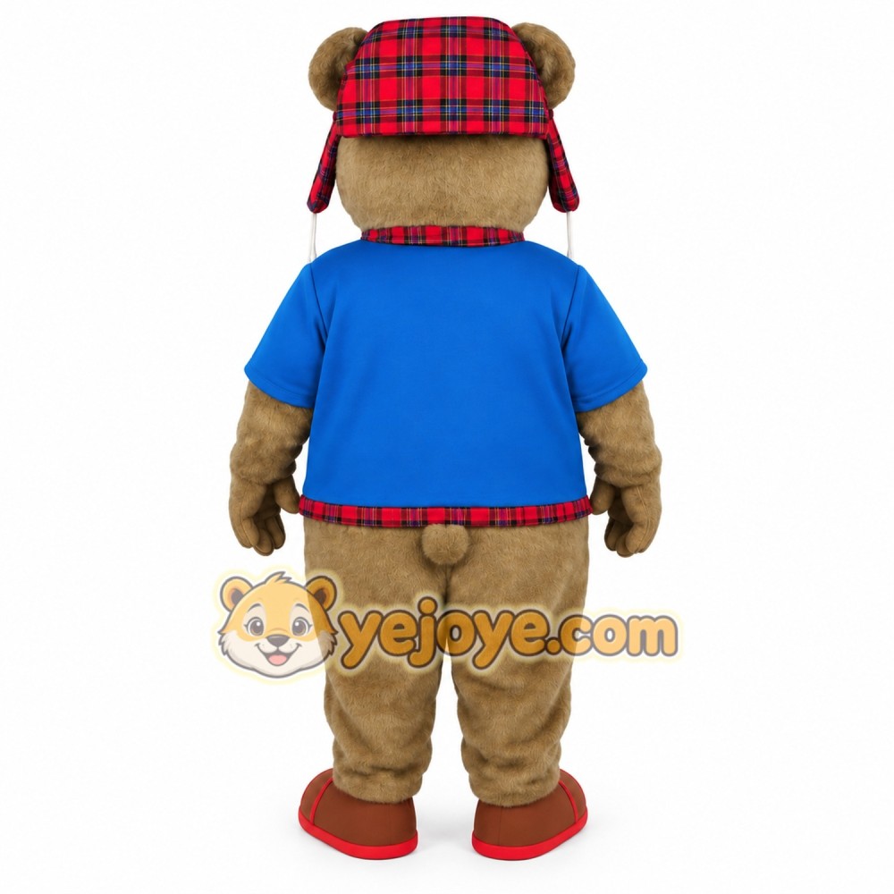Brown Blue Red Plaid Bear Mascot Costume Brown Blue Red Plaid Bear Mascot Costume