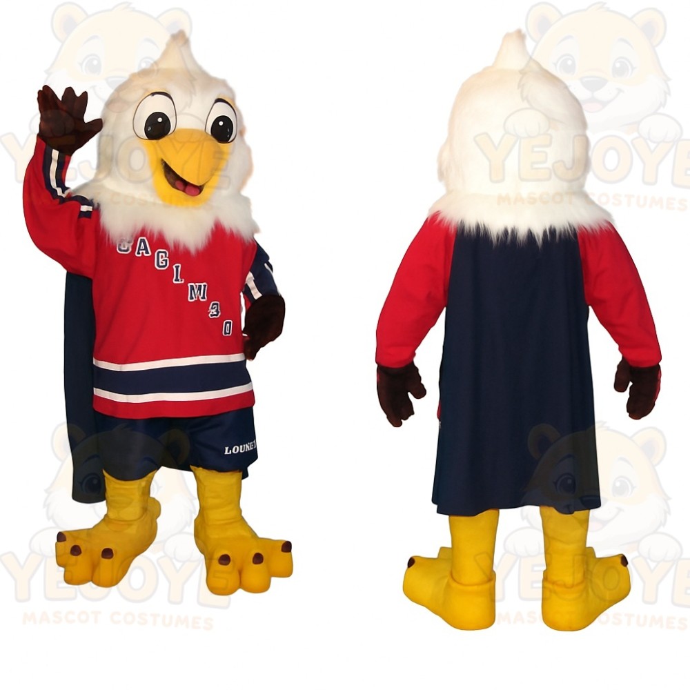 White Red Navy Hockey Eagle Mascot Costume