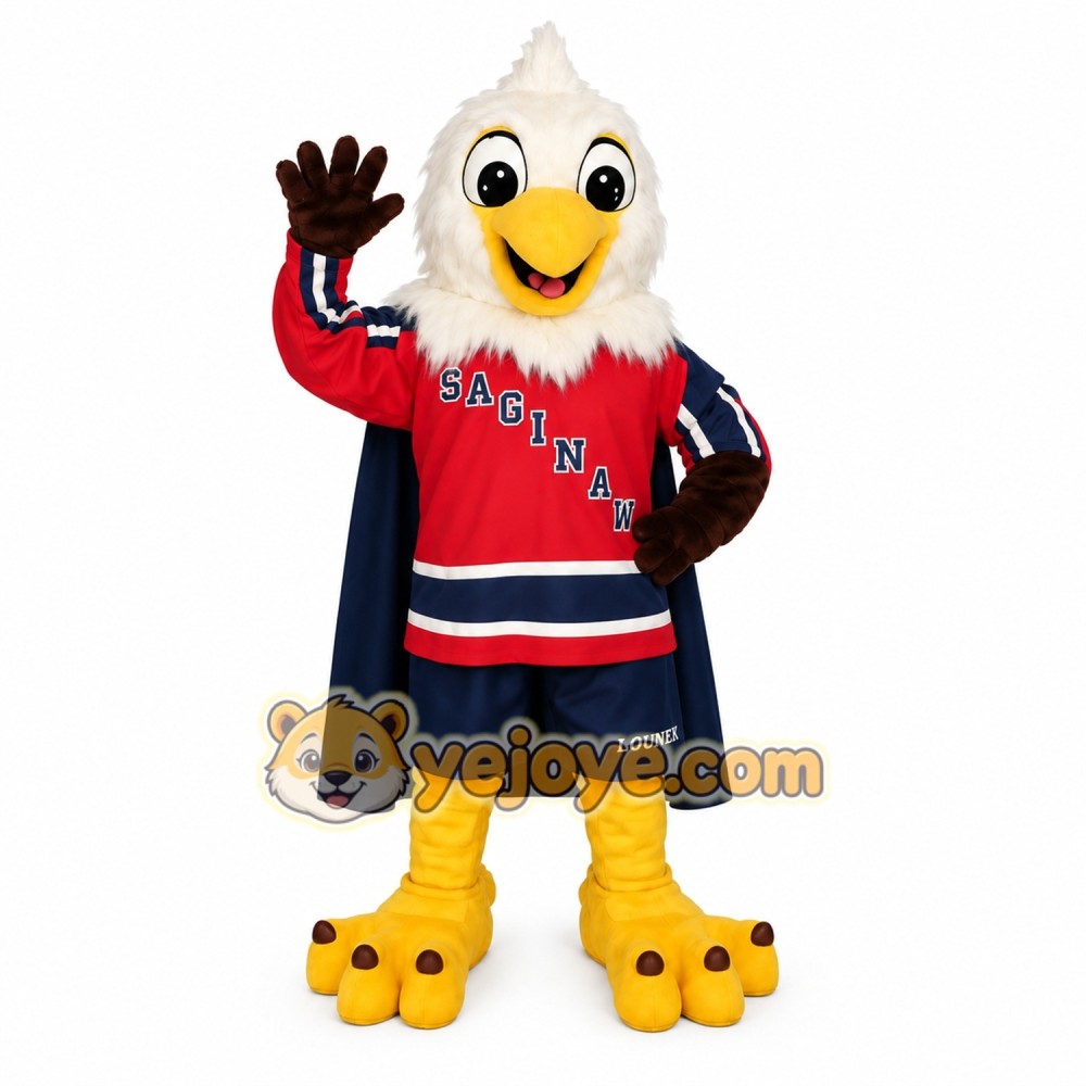 White Red Navy Hockey Eagle Mascot Costume