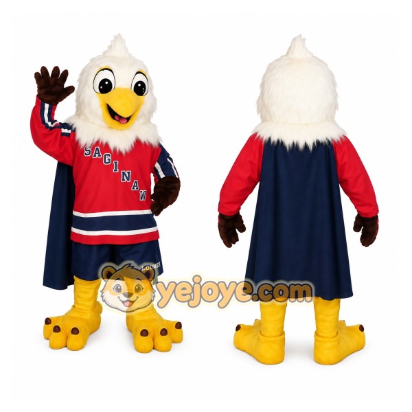 White Red Navy Hockey Eagle Mascot Costume