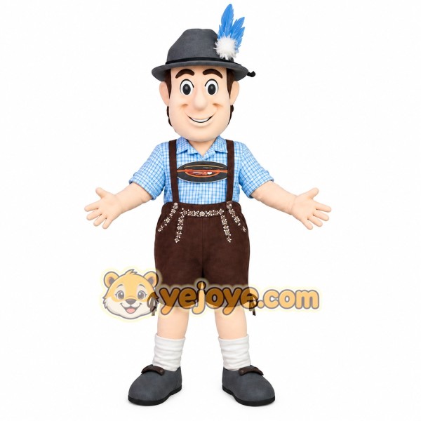 Light Blue Brown Bavarian Man Mascot Costume