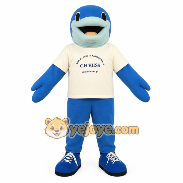 Blue White Shark Mascot Costume