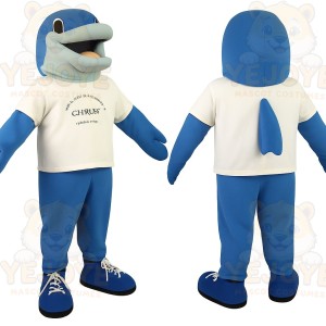 Blue White Shark Mascot Costume
