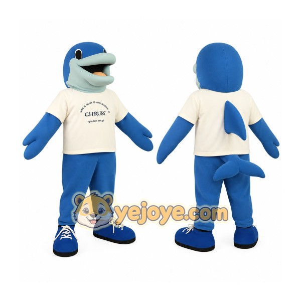 Blue White Shark Mascot Costume