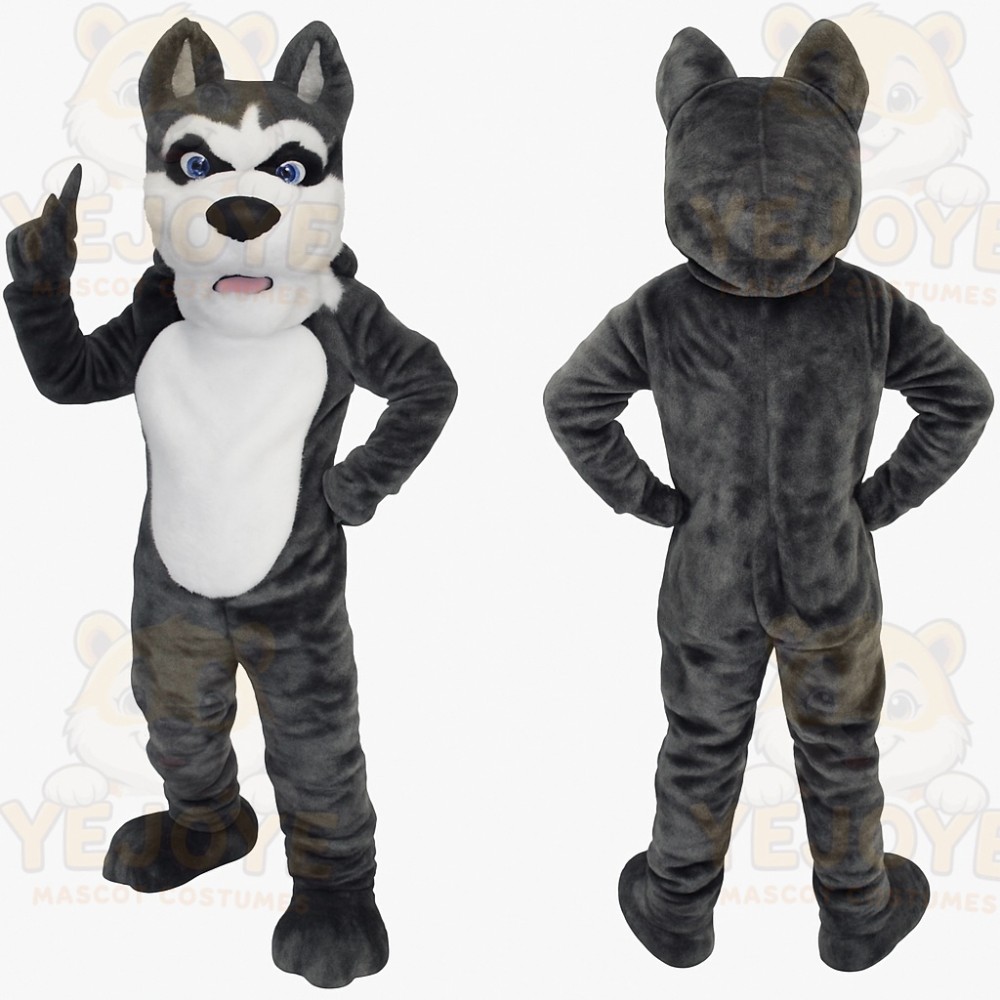 Gray White Husky Dog Mascot Costume