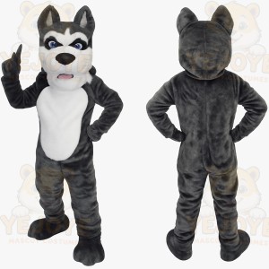 Gray White Husky Dog Mascot Costume