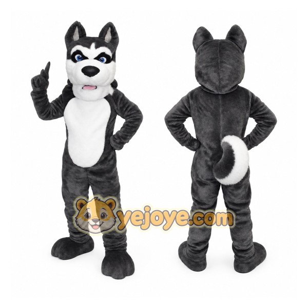 Gray White Husky Dog Mascot Costume