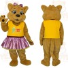 Brown Yellow Pink Female Dog Mascot Costume