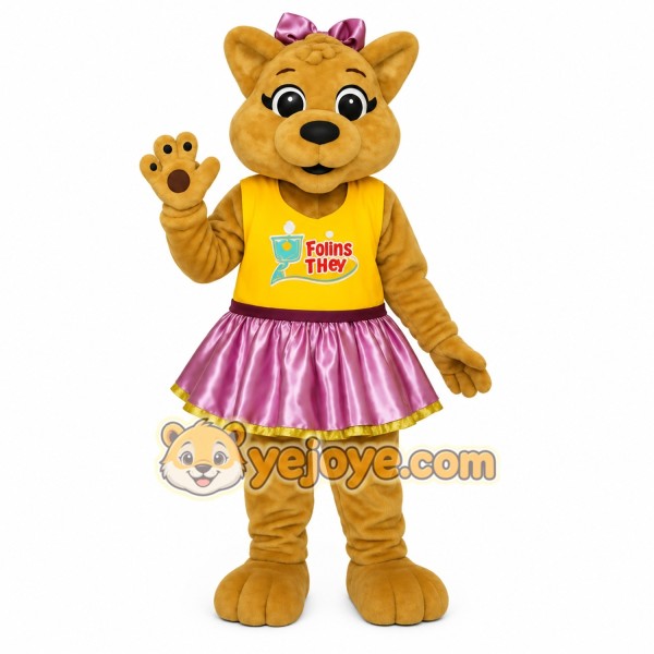 Brown Yellow Pink Female Dog Mascot Costume Brown Yellow Pink Female Dog Mascot Costume