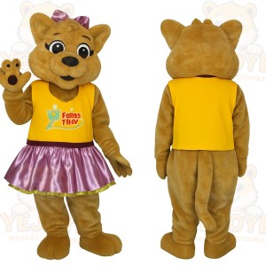 Brown Yellow Pink Female Dog Mascot Costume