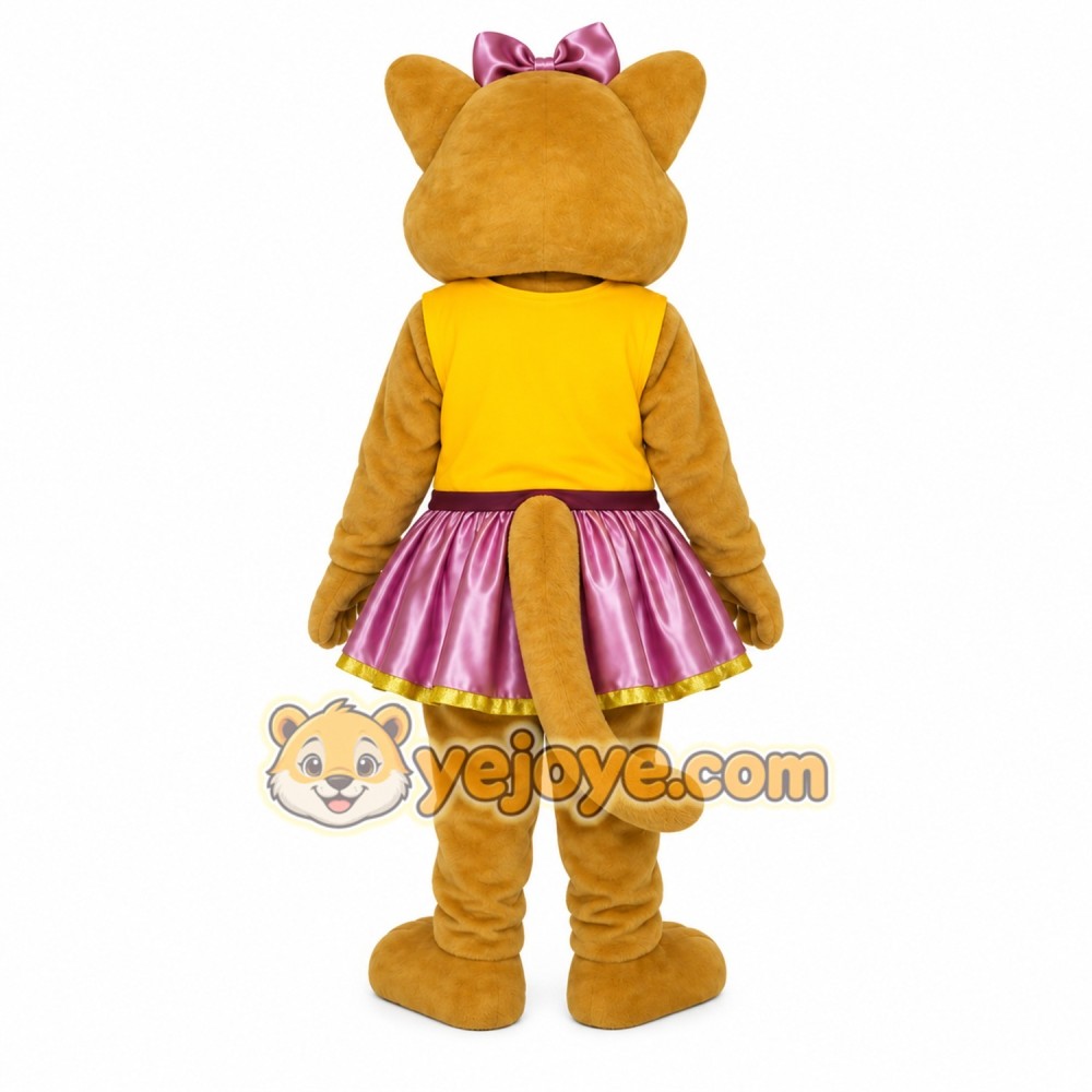 Brown Yellow Pink Female Dog Mascot Costume