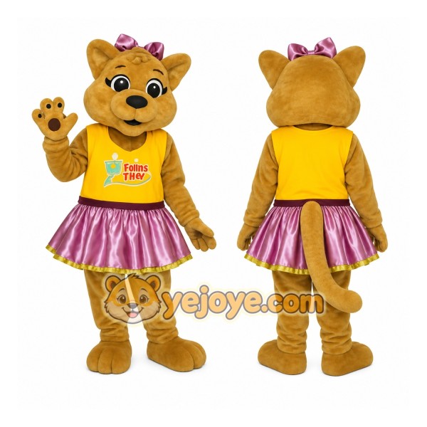 Brown Yellow Pink Female Dog Mascot Costume