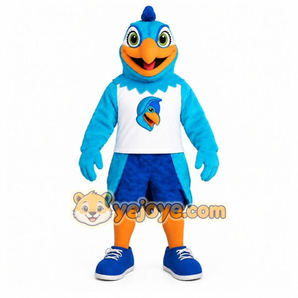 Teal Blue White Peacock Mascot Costume