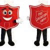 Red White Smiling Shield Mascot Costume