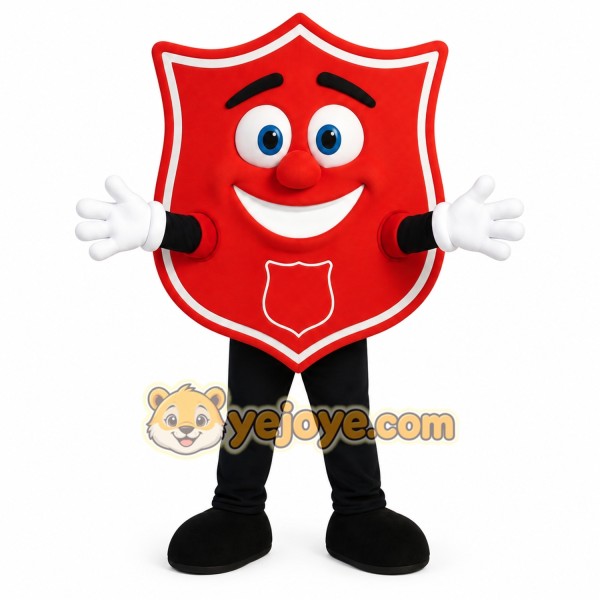 Red White Smiling Shield Mascot Costume