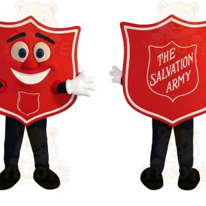 Red White Smiling Shield Mascot Costume