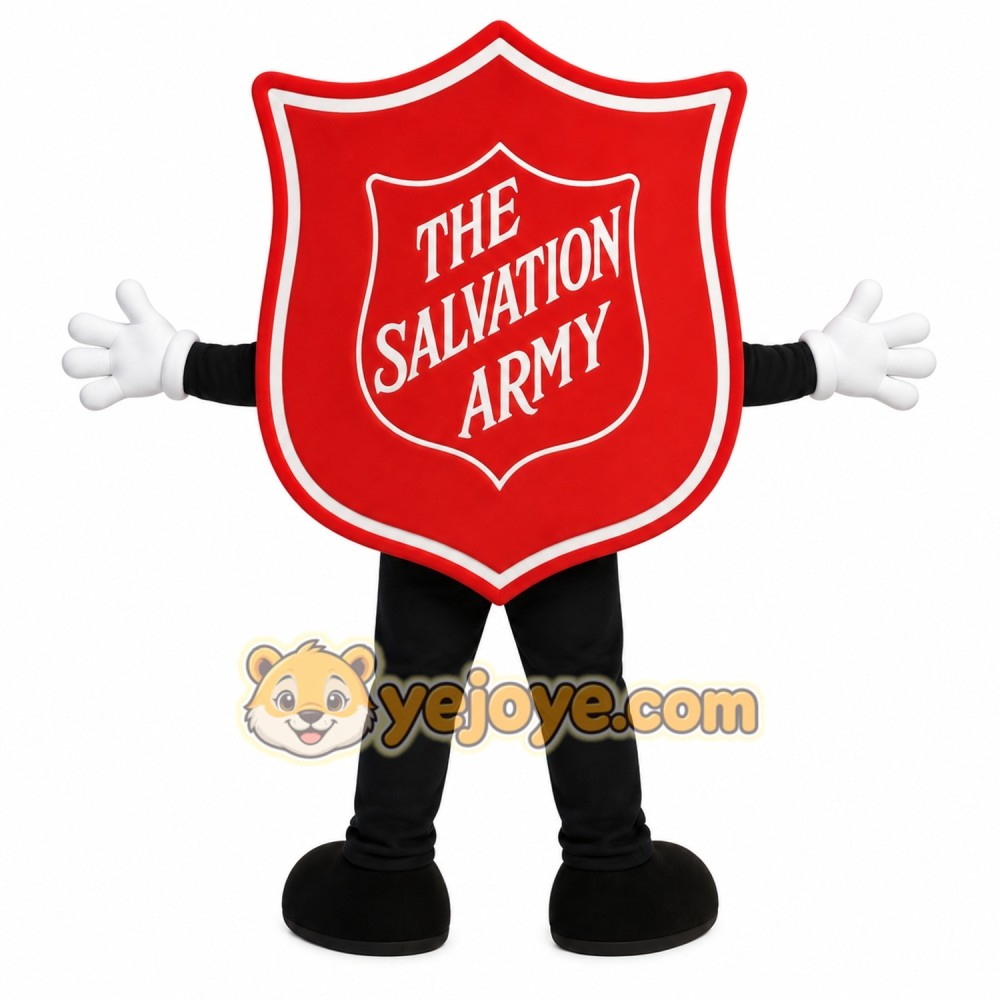 Red White Smiling Shield Mascot Costume Red White Smiling Shield Mascot Costume