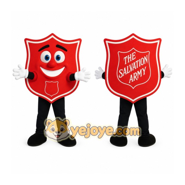 Red White Smiling Shield Mascot Costume