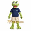 Green Navy Beige Alligator Mascot Costume Green Navy Beige Alligator Mascot Costume