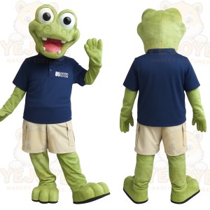 Green Navy Beige Alligator Mascot Costume