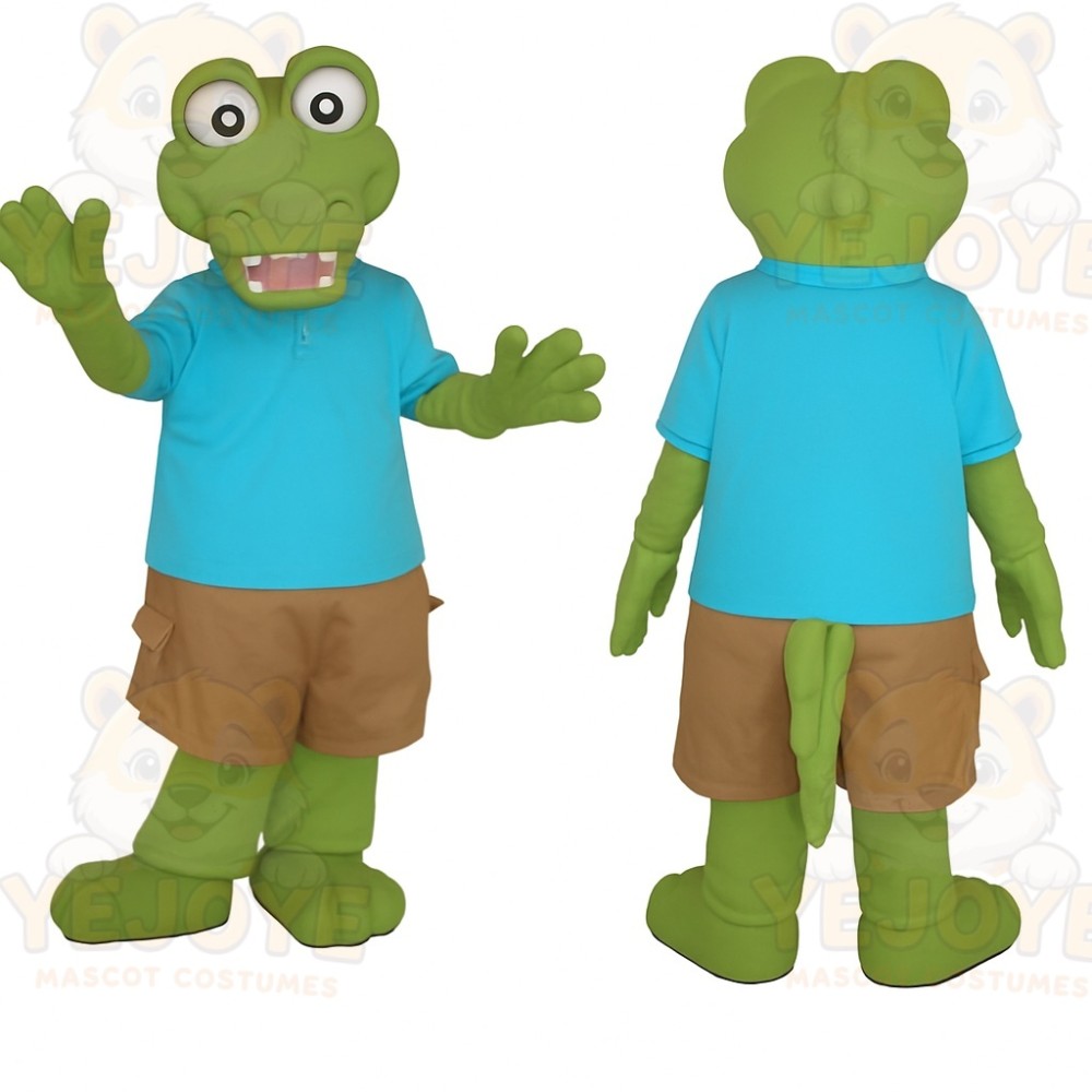 Green Turquoise Brown Alligator Mascot Costume