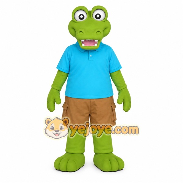 Green Turquoise Brown Alligator Mascot Costume