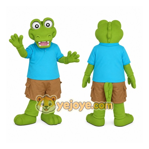 Green Turquoise Brown Alligator Mascot Costume