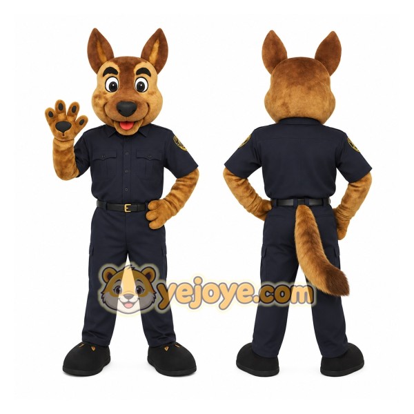 Brown Navy Police Dog Mascot Costume